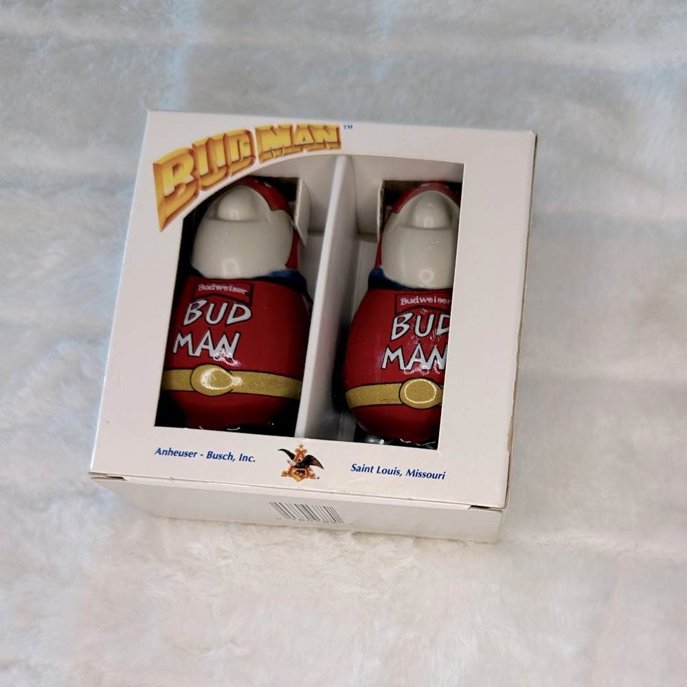 Budweiser Bud Man 1991 Anheuser Busch Salt and Pepper Shakers